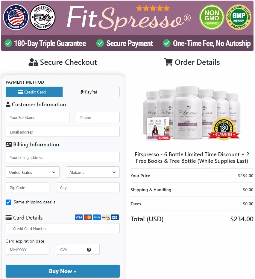 FitSpresso - Order Page